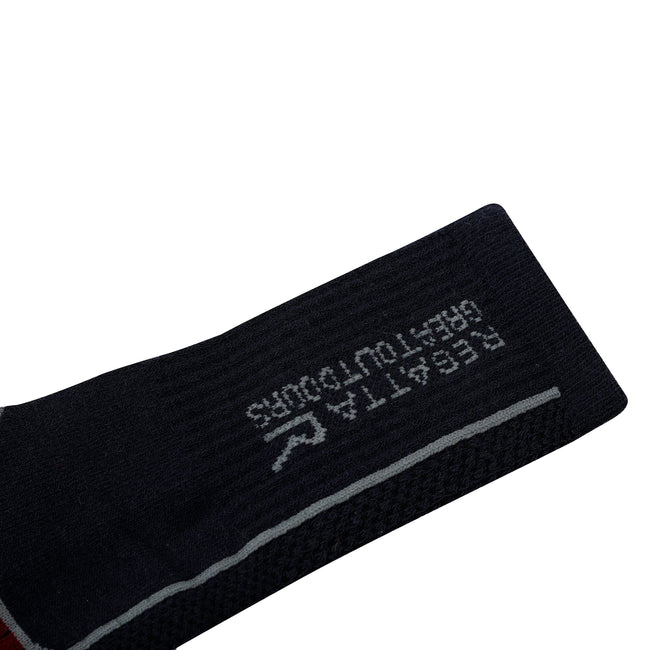 Dark Grey-Rio Red - Side - Regatta Mens Merino Wool Hiking Socks