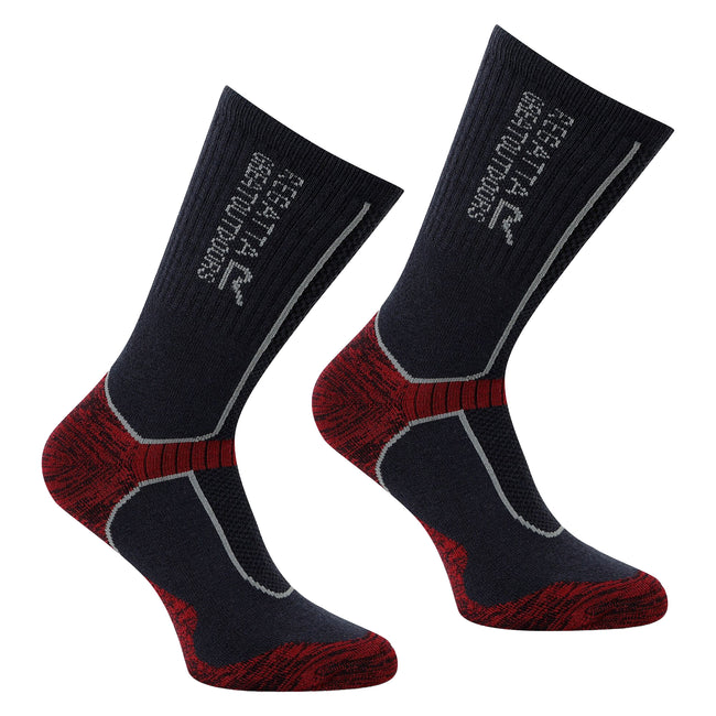 Dark Grey-Rio Red - Front - Regatta Mens Merino Wool Hiking Socks