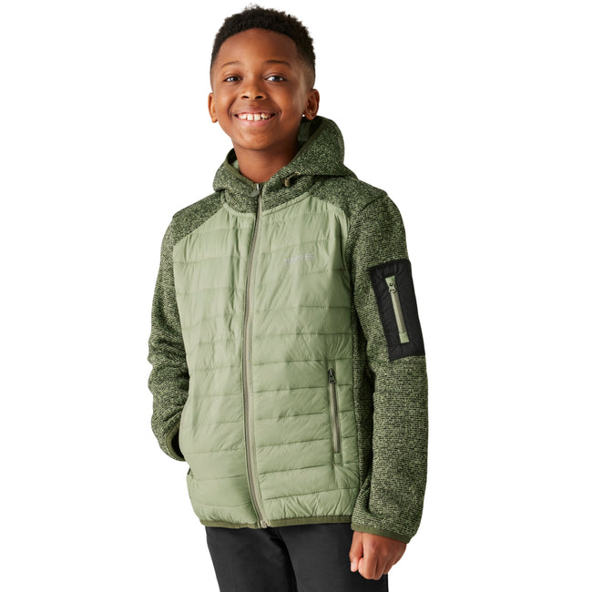 Oil Green - Side - Regatta Childrens-Kids Newhill Hybrid Jacket