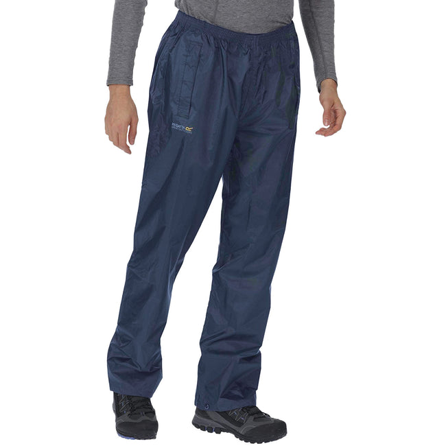Navy - Back - Regatta Great Outdoors Mens Outdoor Classics Stormbreak Waterproof Overtrousers