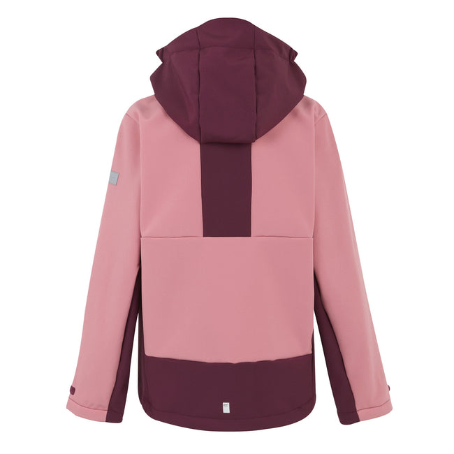 Dusty Rose-Fig - Back - Regatta Childrens-Kids Haydenbury Waterproof Soft Shell Jacket