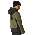 Olive Night-Black - Pack Shot - Regatta Childrens-Kids Haydenbury Waterproof Soft Shell Jacket