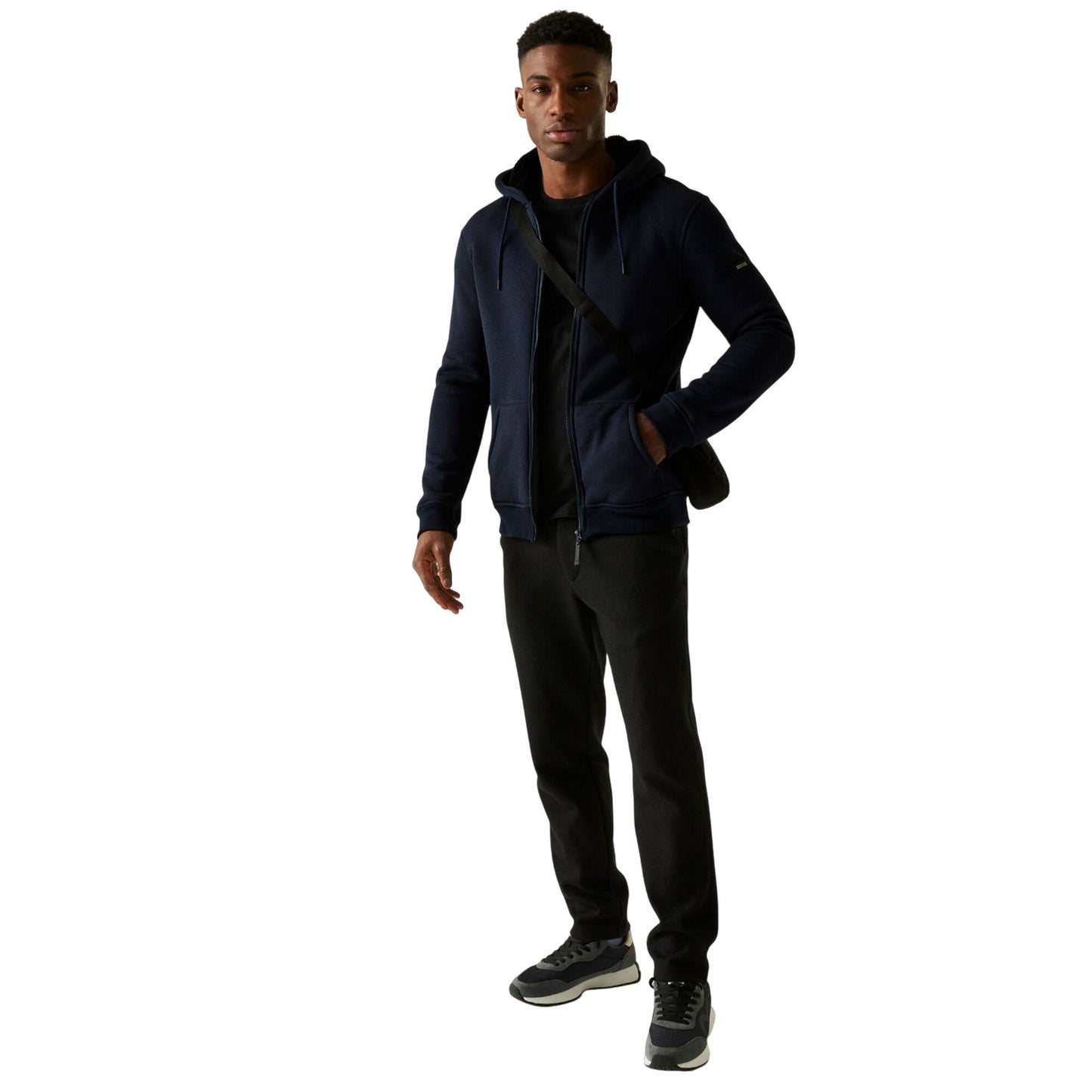 Navy-Black - Close up - Regatta Mens Naddle Fleece Full Zip Hoodie