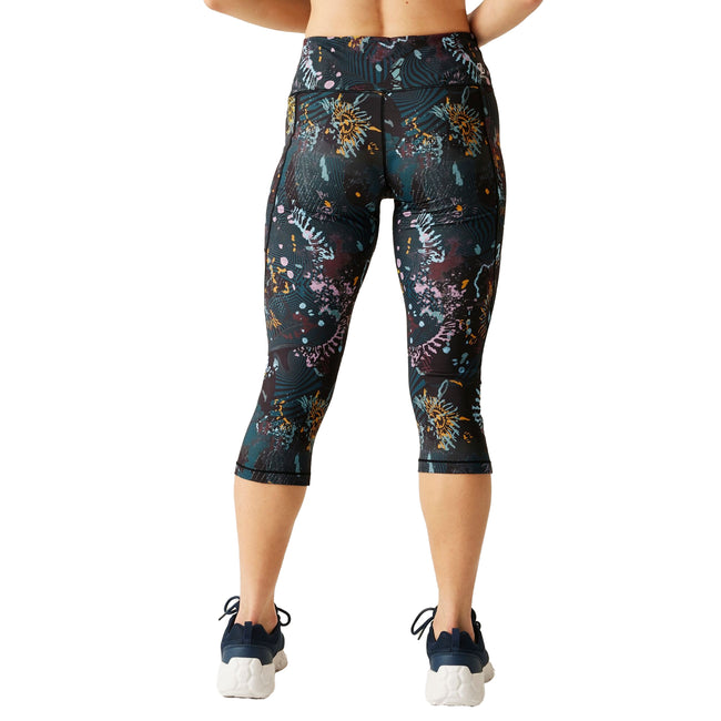 Black - Pack Shot - Dare 2B Womens-Ladies Energetic Print 3-4 Leggings