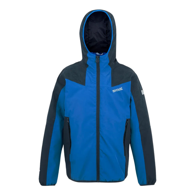 Navy-Snorkel Blue - Front - Regatta Childrens-Kids Volcanics Reflective Waterproof Jacket