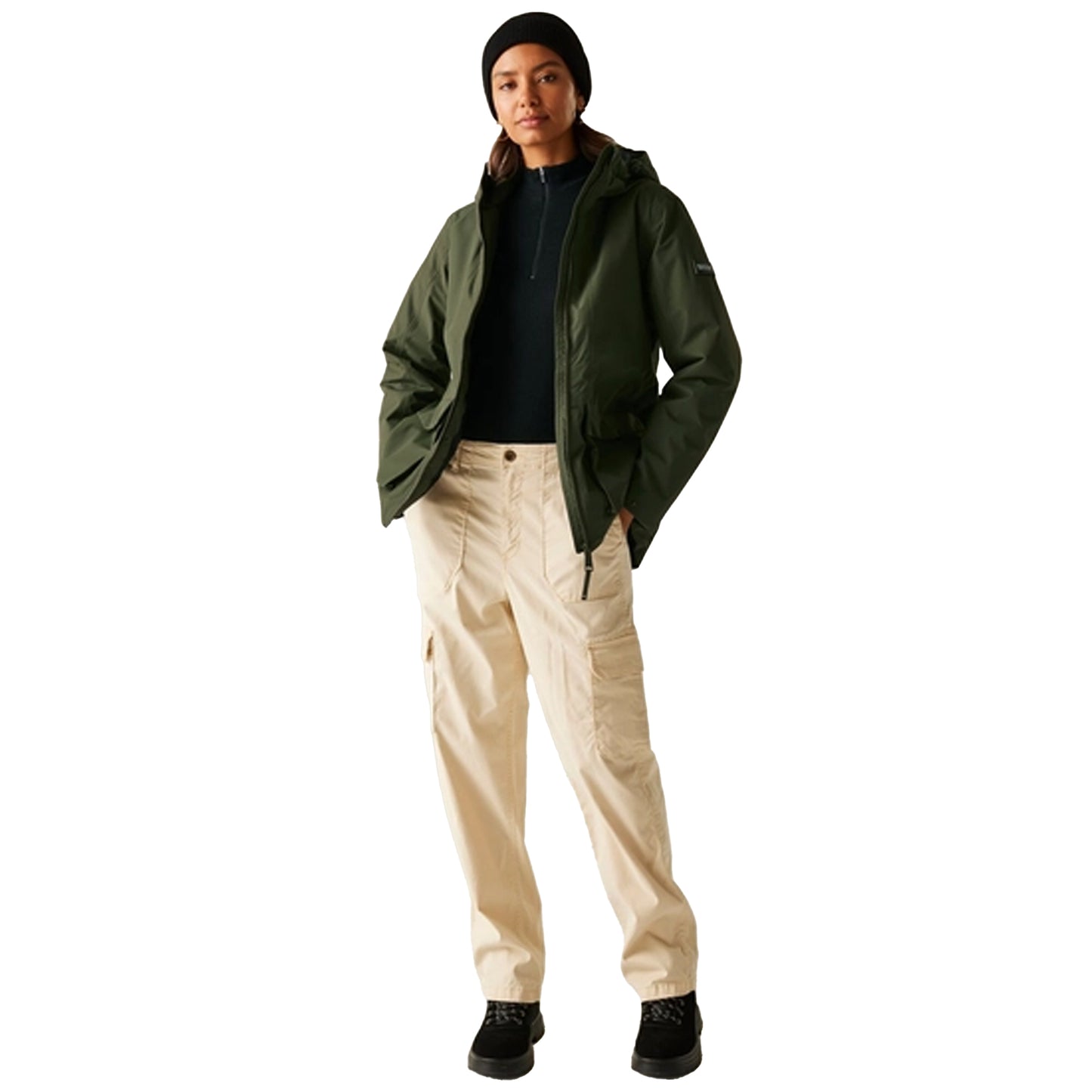 Dark Khaki-Black - Close up - Regatta Womens-Ladies Melane Insulated Waterproof Jacket