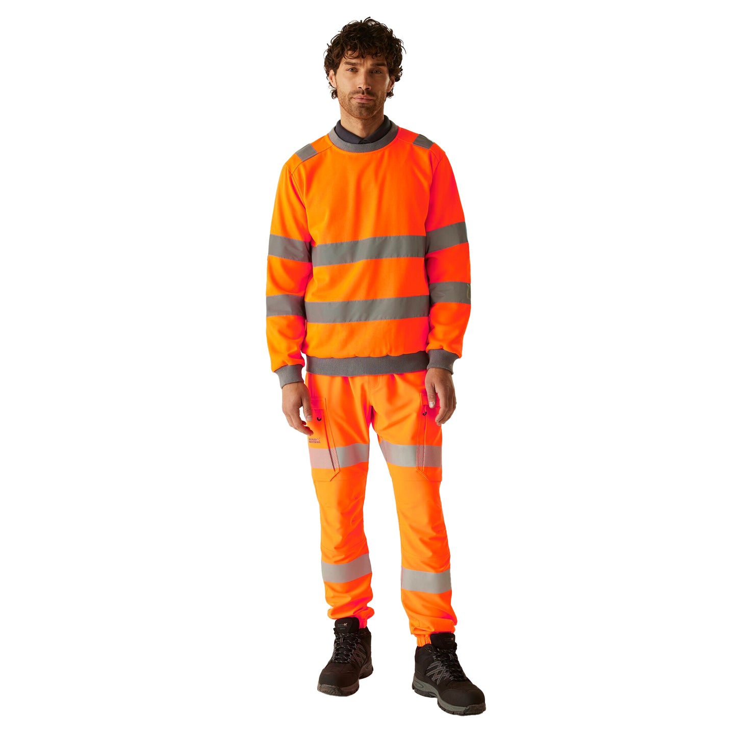 Orange - Pack Shot - Regatta Professional Mens Pro Contract Hi-Vis Crew Neck Sweatshirt