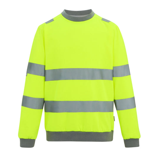 Yellow - Front - Regatta Professional Mens Pro Contract Hi-Vis Crew Neck Sweatshirt