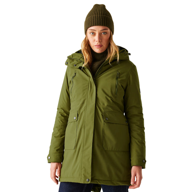 Nephrite Green-Black - Front - Regatta Womens-Ladies Valenta Waterproof Jacket
