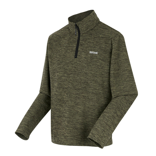 Oil Green - Side - Regatta Mens Thompson Marl Half Zip Fleece Jacket