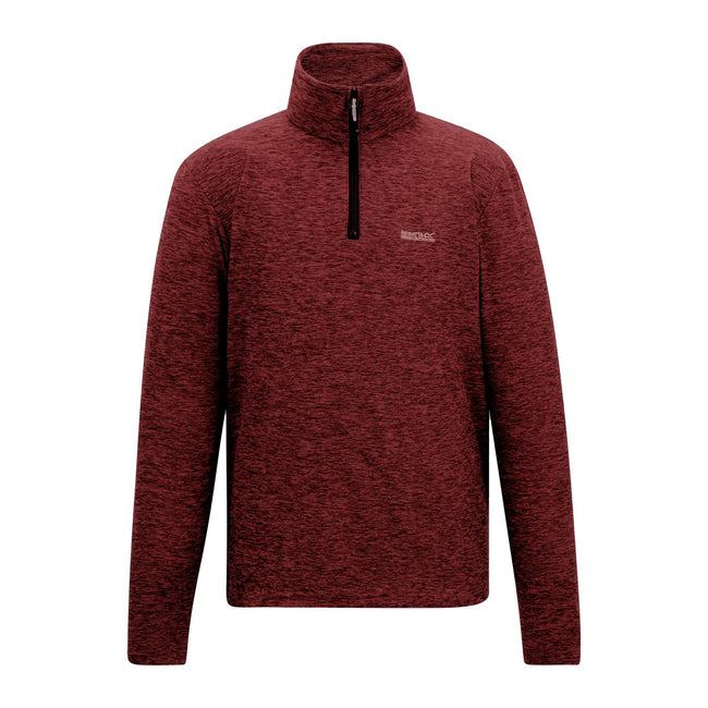 Dark Maroon - Front - Regatta Mens Thompson Marl Half Zip Fleece Jacket