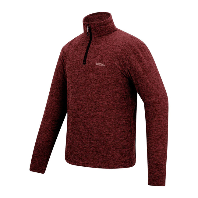 Dark Maroon - Side - Regatta Mens Thompson Marl Half Zip Fleece Jacket