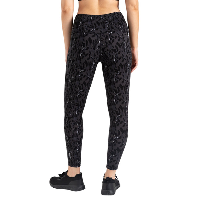 Black - Pack Shot - Dare 2B Womens-Ladies Influential Dash Print Gym Leggings