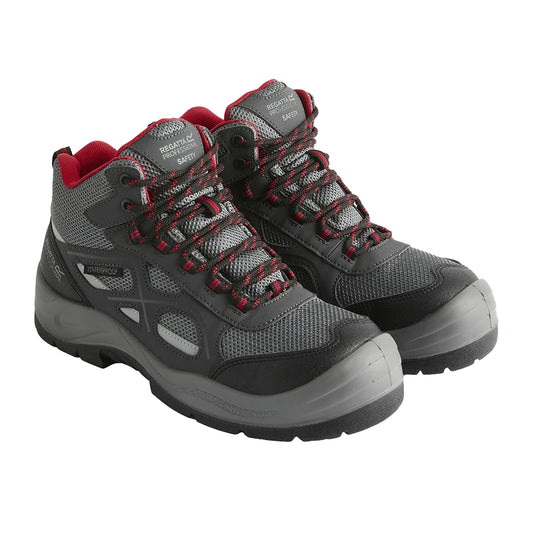 Granite-Red - Front - Regatta Mens Limestone Waterproof Safety Boots