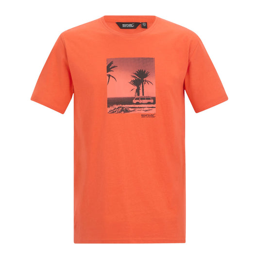 Tigerlily Orange - Front - Regatta Mens Cline IX Beach T-Shirt