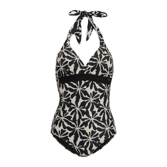 Beige - Front - Regatta Womens-Ladies Flavia II Abstract Floral One Piece Swimsuit