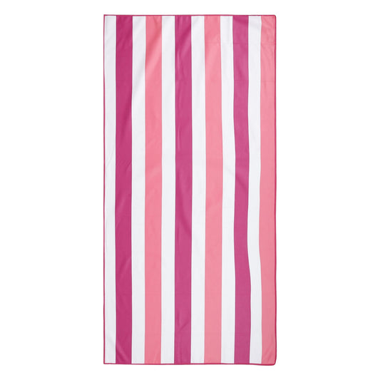 Rose Violet-Pink Lemonade - Front - Regatta Stripe Microfibre Beach Towel