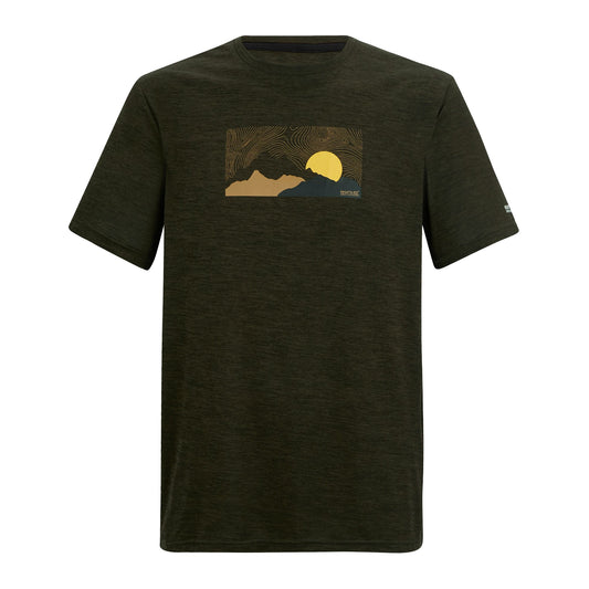 Dark Khaki Marl - Front - Regatta Mens Fingal Landscape T-Shirt