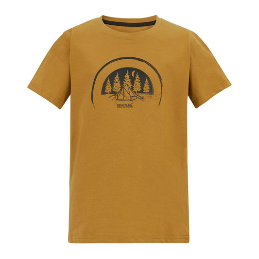 Wood Brown - Front - Regatta Childrens-Kids Bosley Camping T-Shirt