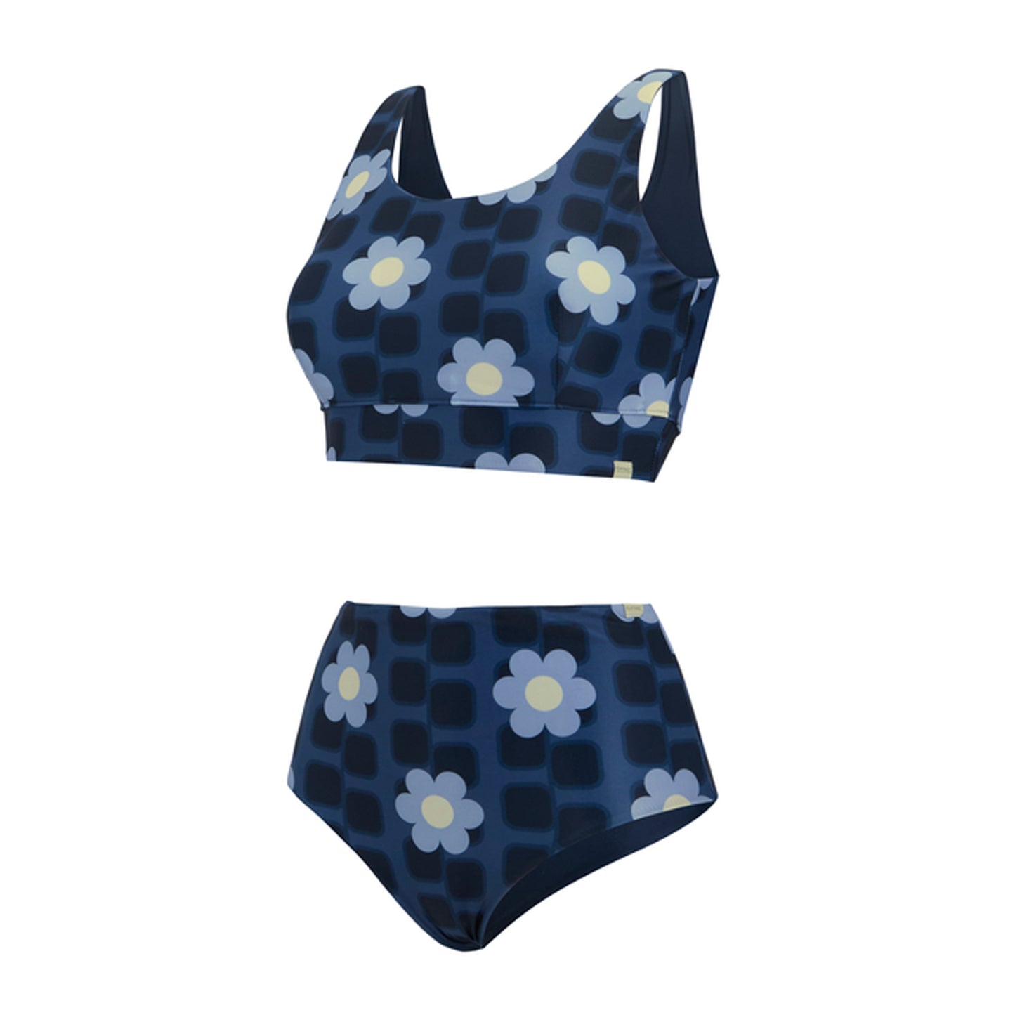Blue - Close up - Regatta Womens-Ladies Orla Kiely Mini Square Flower Reversible Bikini Set