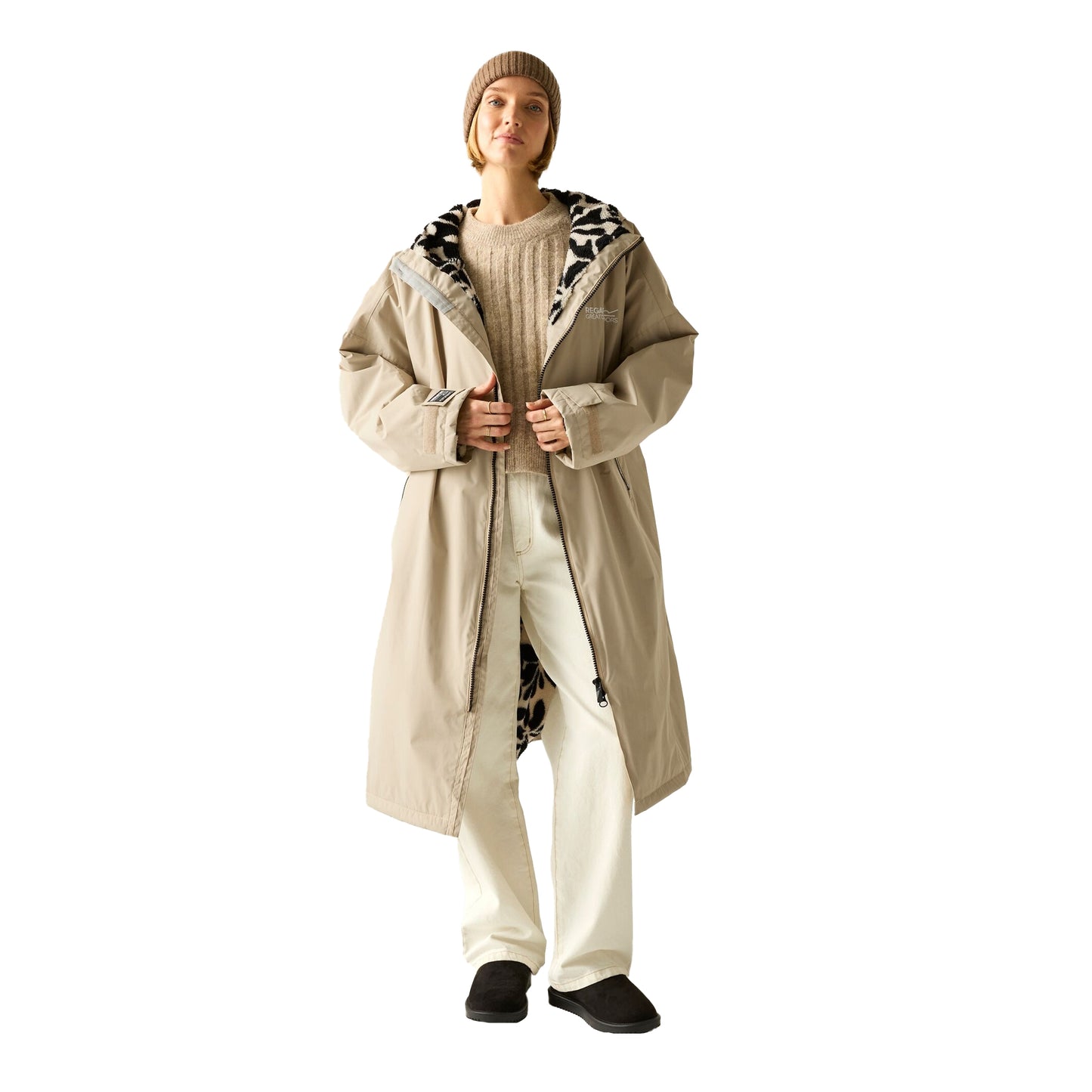 White Pepper - Close up - Regatta Unisex Adult Abstract Floral Waterproof Changing Robe