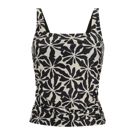 Black-White - Front - Regatta Womens-Ladies Loria Abstract Floral Tankini Top