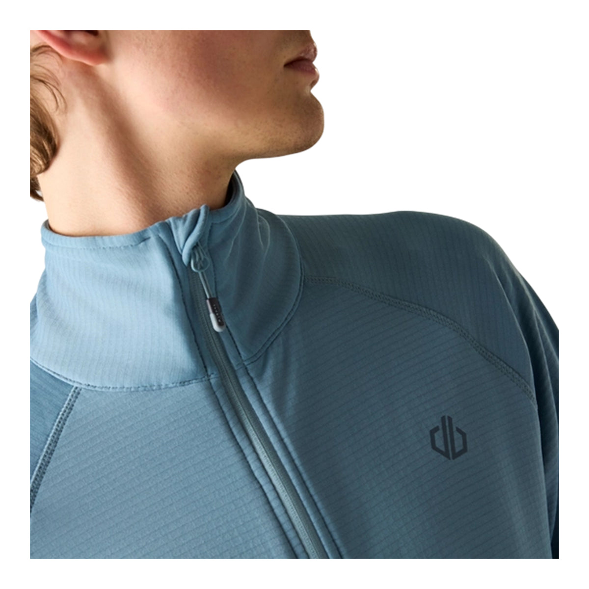 Dusky Blue - Close up - Dare 2B Mens Fuse Up Stretch Full Zip Midlayer