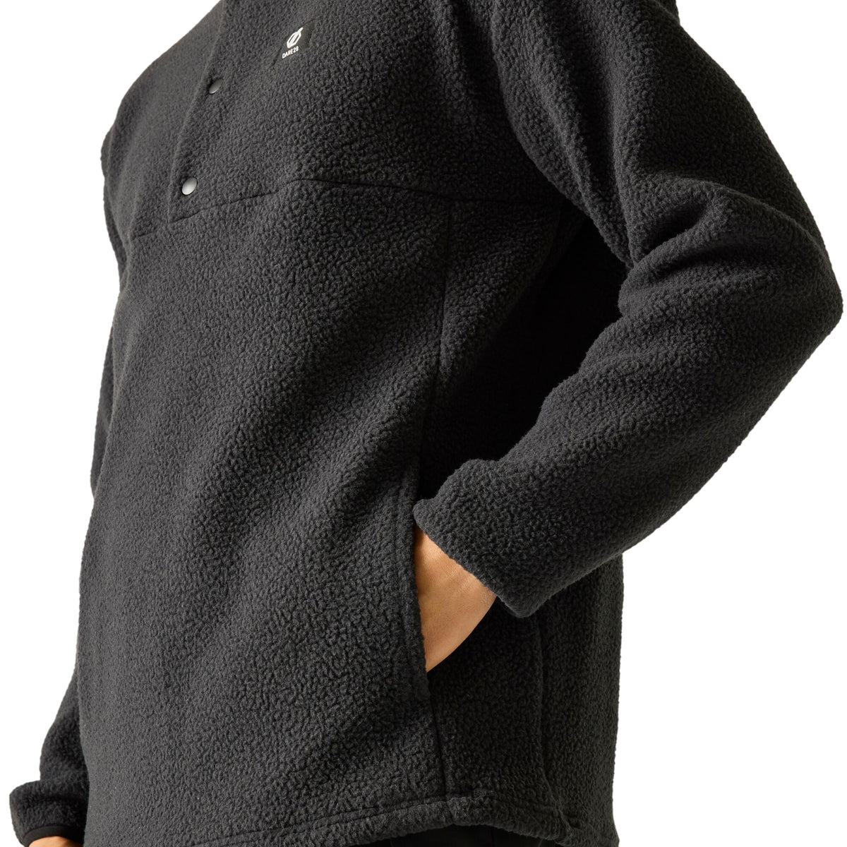 Black - Close up - Dare 2B Mens Twin Tip Snap Fleece Top