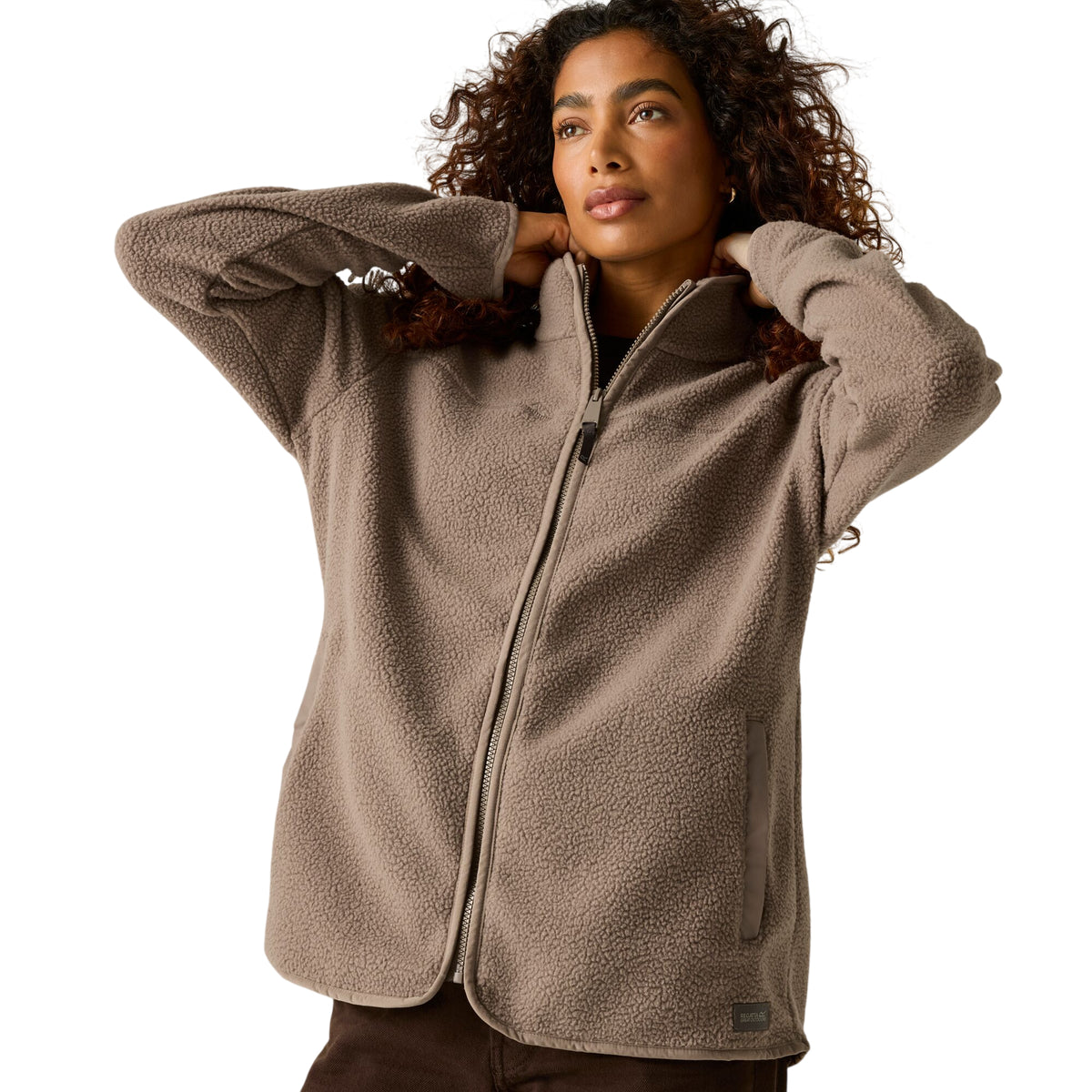 Mocha - Close up - Regatta Womens-Ladies Frankie Borg Full Zip Fleece Jacket