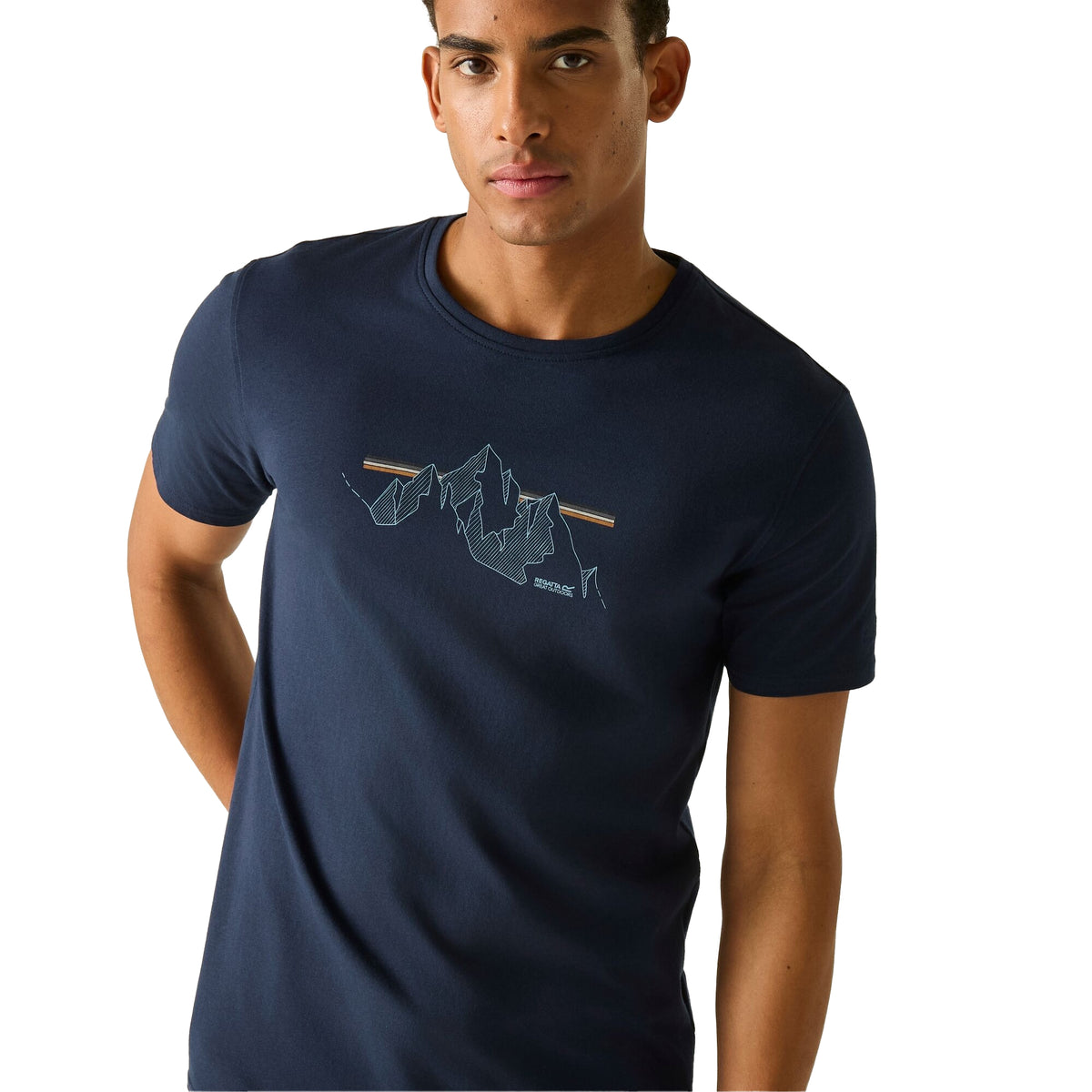 Navy - Close up - Regatta Mens Cline IX Mountain T-Shirt