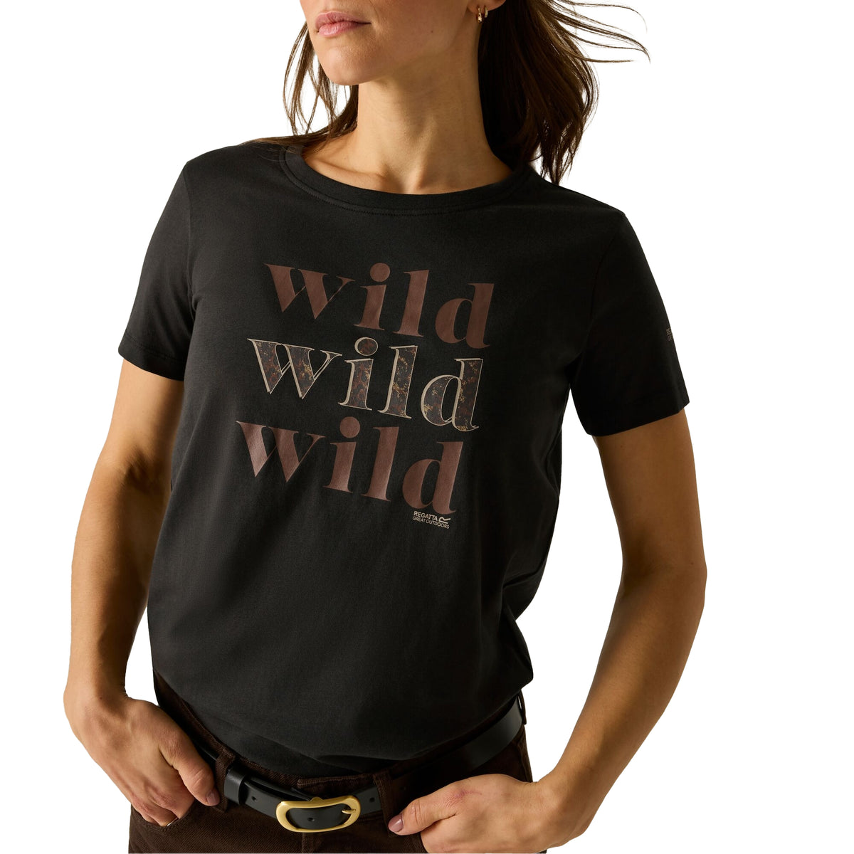 Black - Close up - Regatta Womens-Ladies Filandra VX Wild Leopard Print T-Shirt