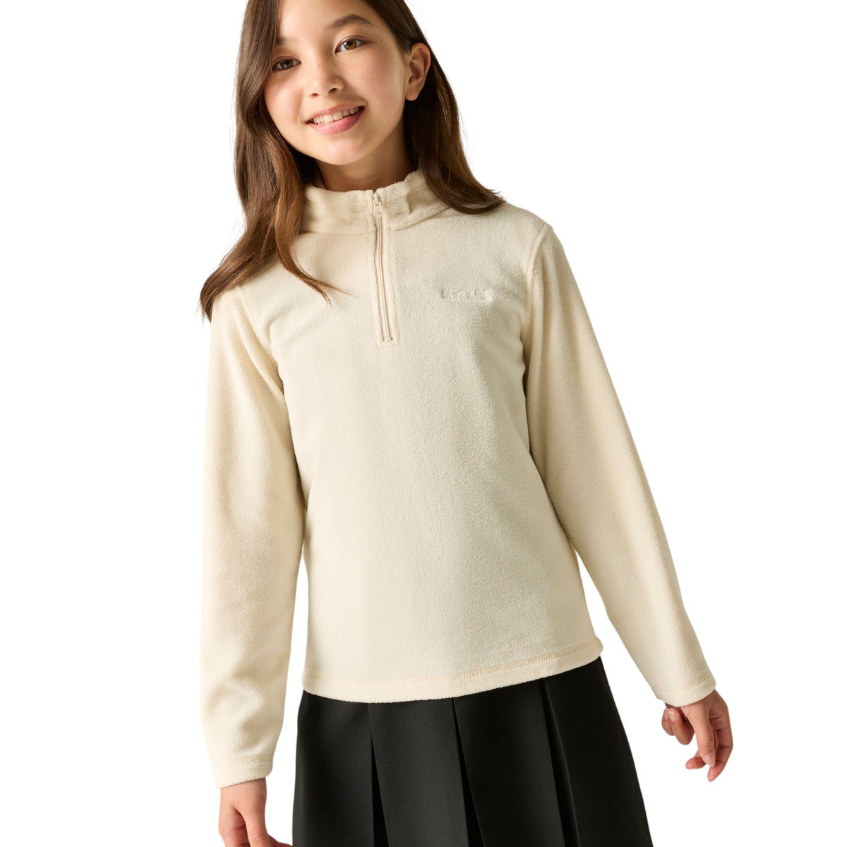 Dark Khaki - Close up - Regatta Childrens-Kids Hot Shot II Camo Quarter Zip Fleece Top