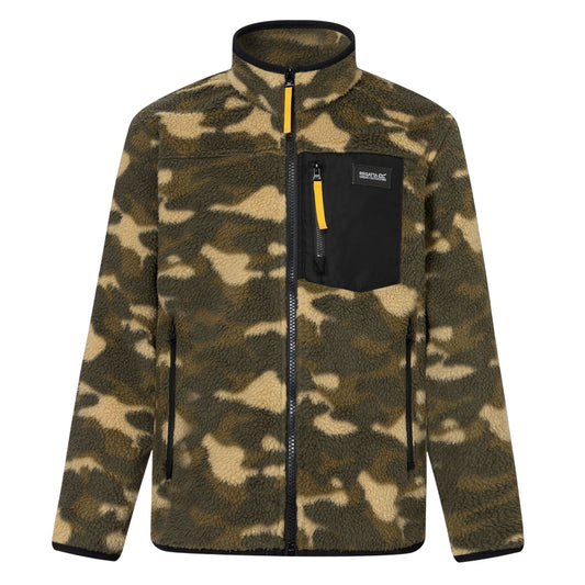 Bark Green - Front - Regatta Childrens-Kids Frankie Camo Full Zip Fleece Jacket