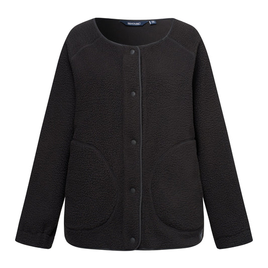 Black - Front - Regatta Womens-Ladies Lea Borg Snap-Front Fleece