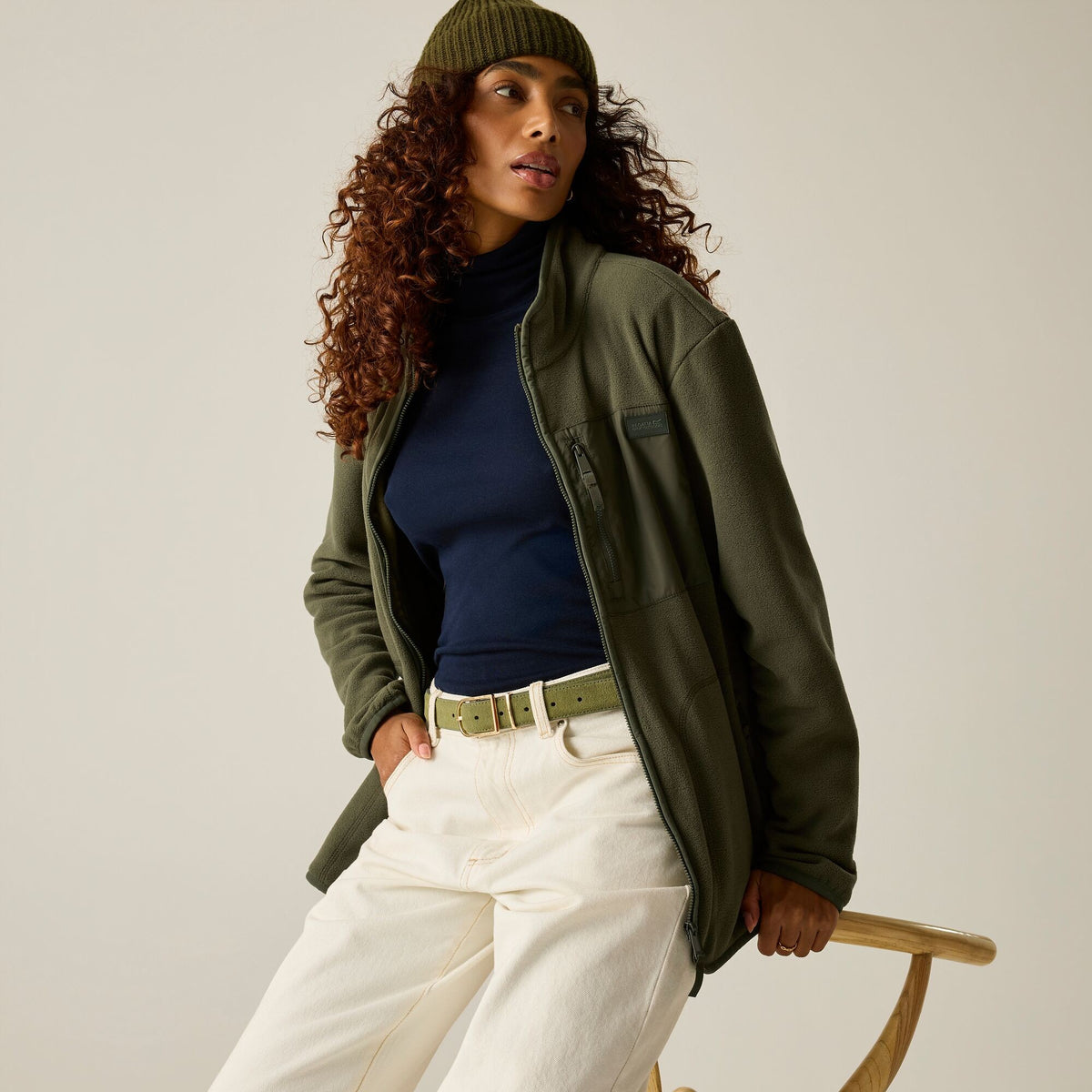 Dark Khaki - Close up - Regatta Womens-Ladies Frankie Full Zip Fleece