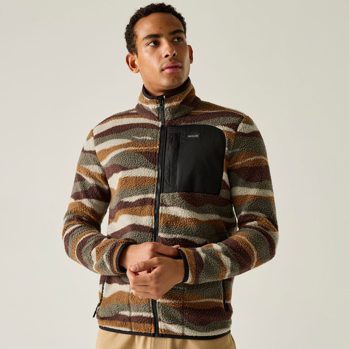 Coffee Grounds - Close up - Regatta Mens Frankie Mountain Range Borg Full Zip Fleece Jacket