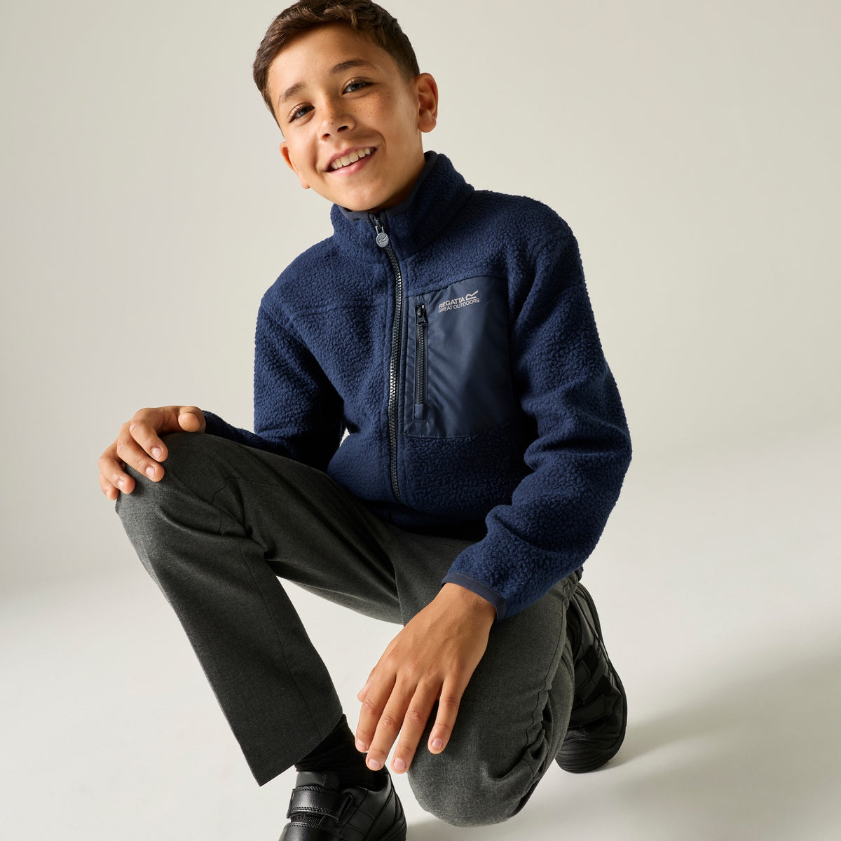 Navy - Close up - Regatta Childrens-Kids Frankie Full Zip Fleece Jacket