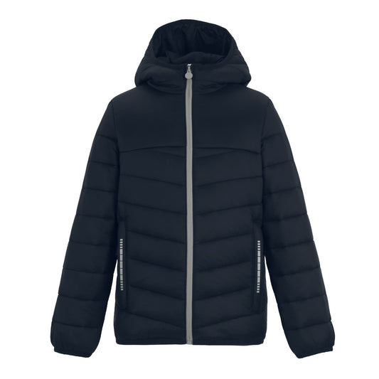 Mineral Grey-Navy - Front - Regatta Professional Childrens-Kids Hooded Padded Jacket