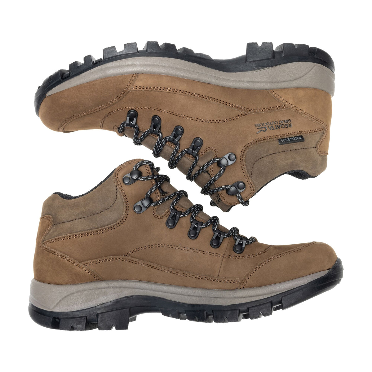 Brown - Close up - Regatta Mens Bayton Leather Mid Cut Walking Boots