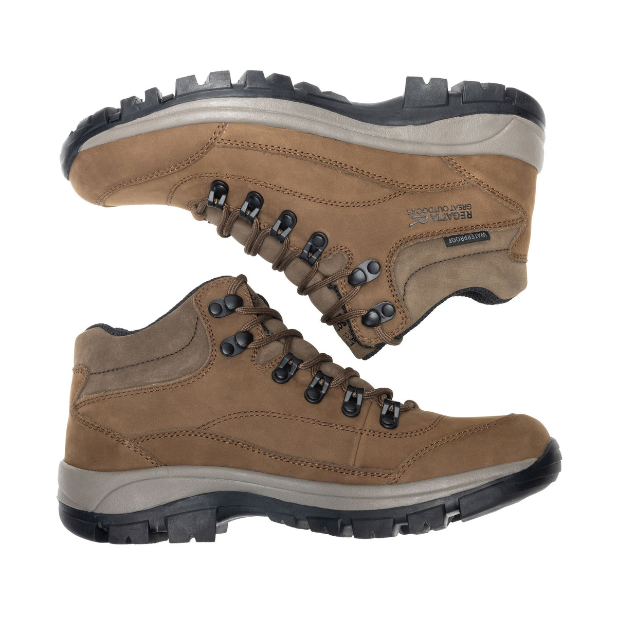 Brown - Close up - Regatta Womens-Ladies Bayton Leather Mid Cut Walking Boots