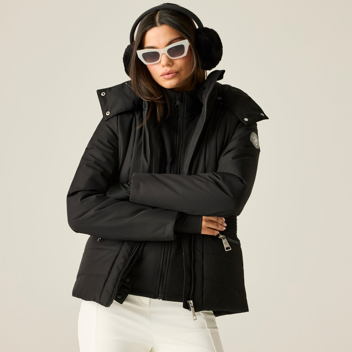 Black - Close up - Dare 2B Womens-Ladies Contour Ski Jacket