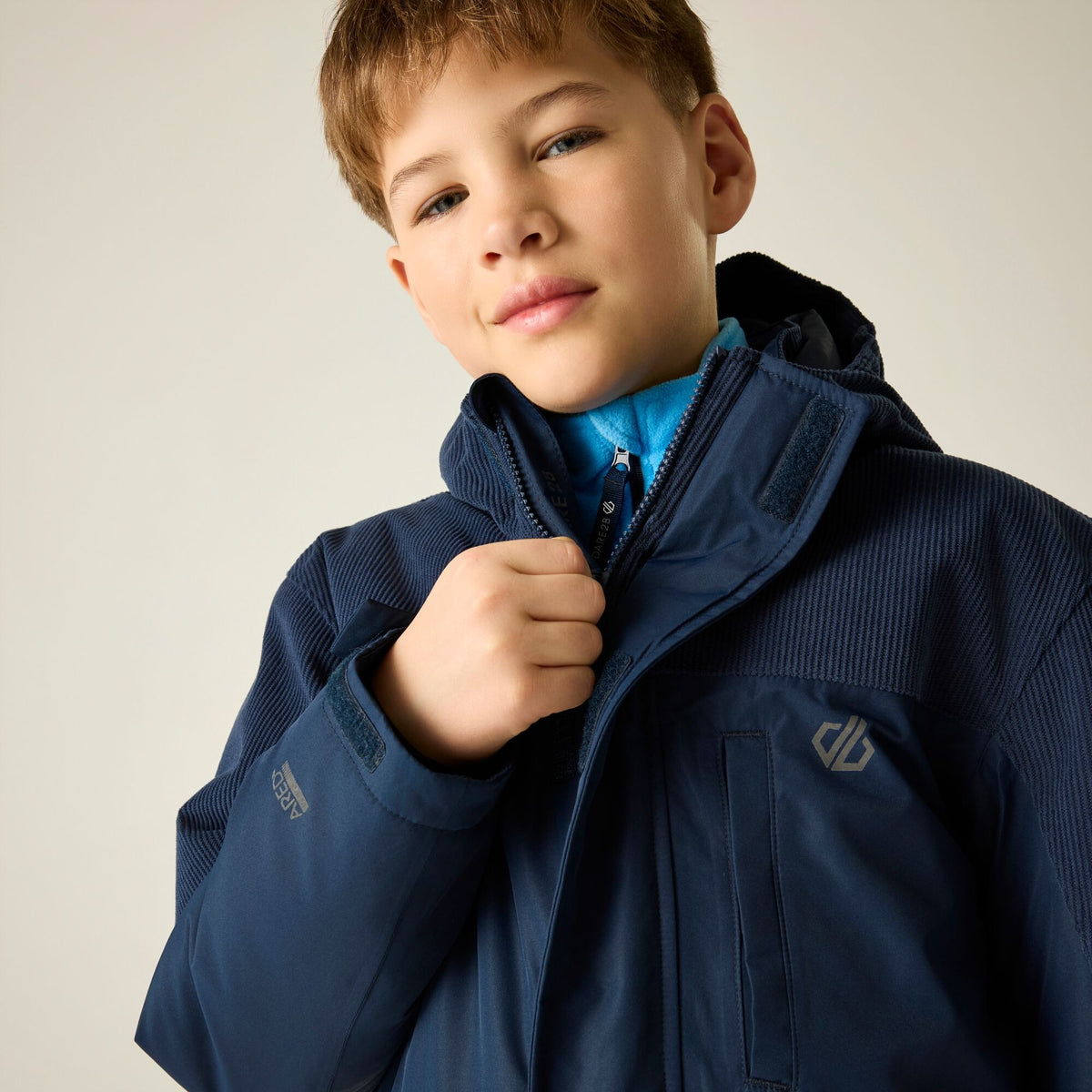 Navy - Close up - Dare 2B Childrens-Kids Chill Ski Jacket