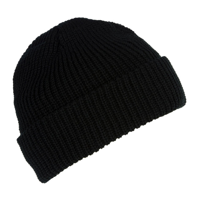 Black - Back - Regatta Professional Unisex Fully Ribbed Winter Watch Cap - Hat