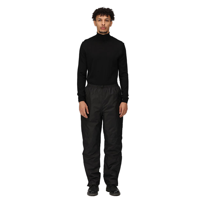 Black - Side - Regatta Professional Mens Wetherby Rain Padded Over Trouser (31inch Leg Length)