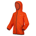 Blaze Orange - Side - Regatta Great Outdoors Childrens-Kids Lever II Packaway Rain Jacket