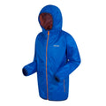 Oxford Blue-Persimmon - Close up - Regatta Great Outdoors Childrens-Kids Lever II Packaway Rain Jacket