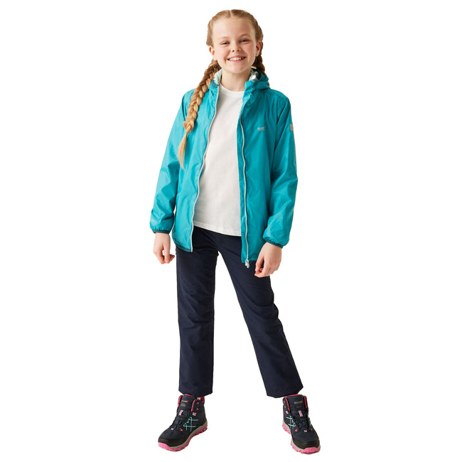 Tahoe Blue - Lifestyle - Regatta Great Outdoors Childrens-Kids Lever II Packaway Rain Jacket