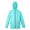 Aruba Blue-Exotic Plume - Front - Regatta Great Outdoors Childrens-Kids Lever II Packaway Rain Jacket