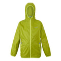 Grenoble Green-Wild Lime - Front - Regatta Great Outdoors Childrens-Kids Lever II Packaway Rain Jacket