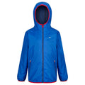 Oxford Blue-Persimmon - Front - Regatta Great Outdoors Childrens-Kids Lever II Packaway Rain Jacket